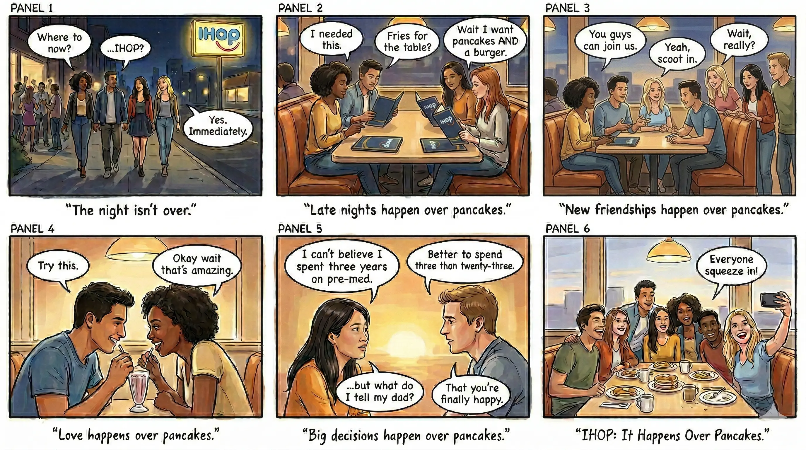 Six-Panel Storyboard for IHOP Commercial